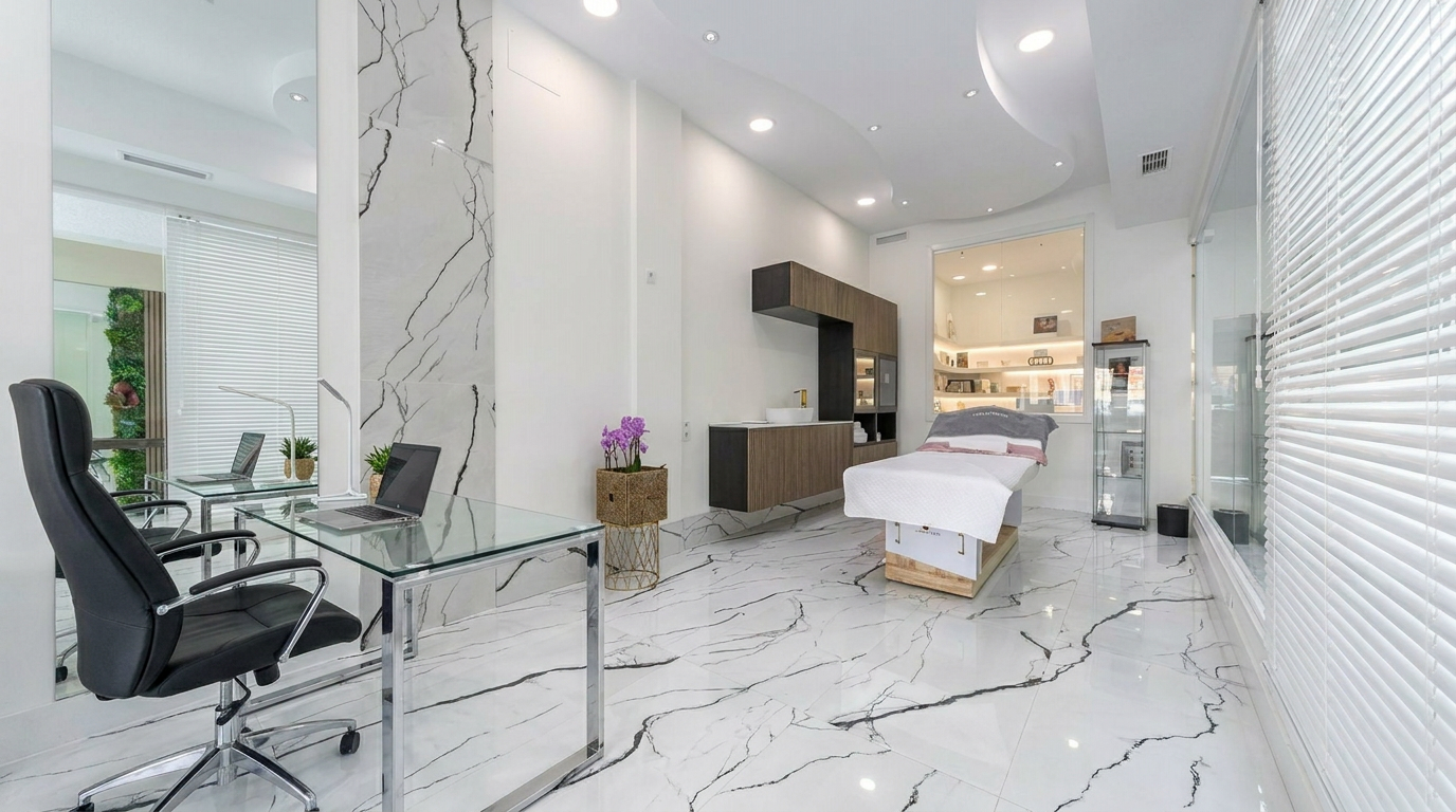 Recepción y zona de trabajo del centro